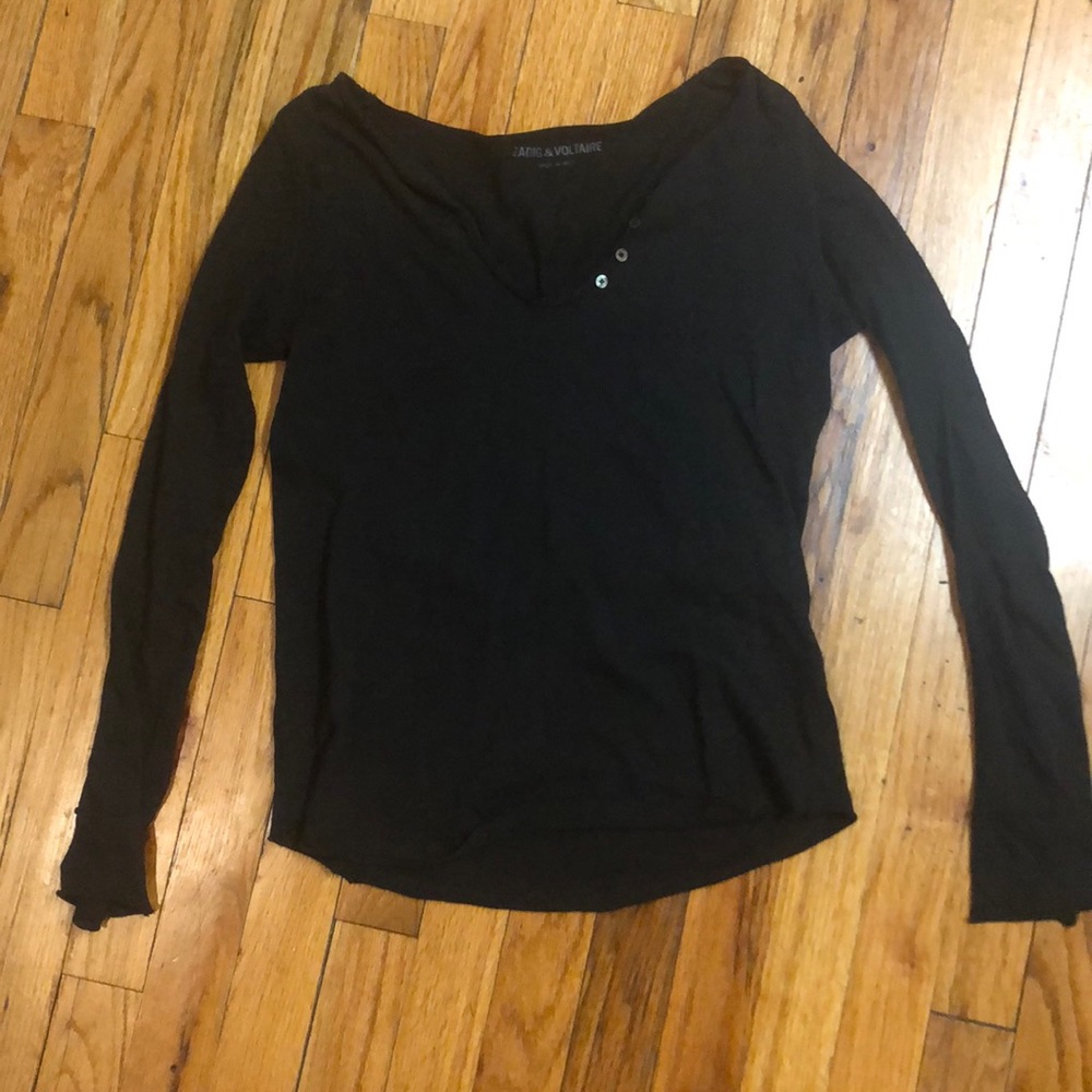 Zadig & Voltaire Black Long Sleeve Skull 💀 Shirt